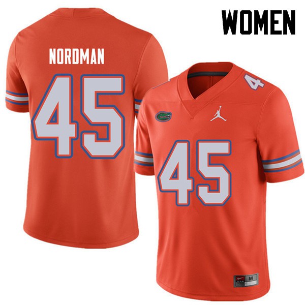 Jordan Brand Women #45 Charles Nordman Florida Gators College Football Jerseys Orange